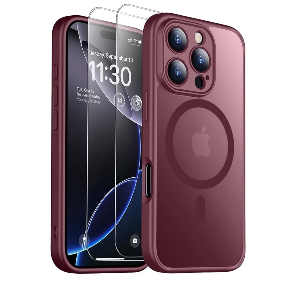 iPhone iPhone 16 Pro Case with Screen Protector - Wine Red